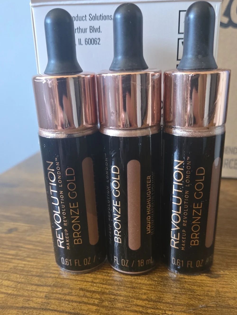 Set Of 3 Revolution Bronze Gold Liquid Highlighter